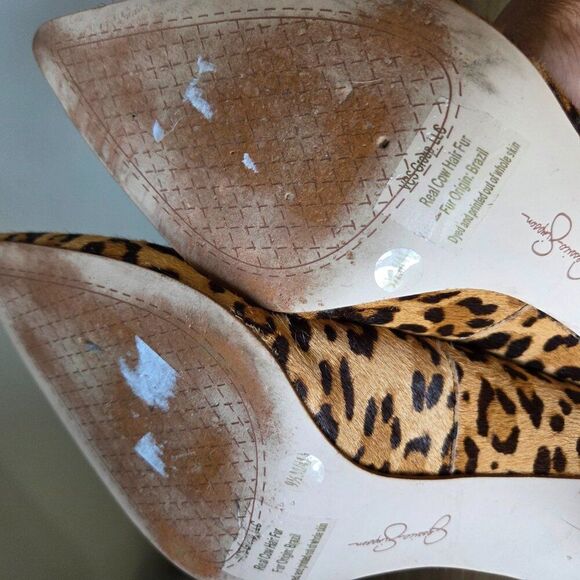 EUC JESSICA SIMPSON CARPENA REAL COW HAIR FUR UPPER ANIMAL PRINT STILETTOS 9.5 - Picture 16 of 16